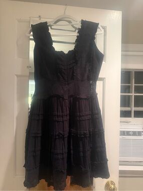Love Sam Black Ruffled Strap Midi Dress